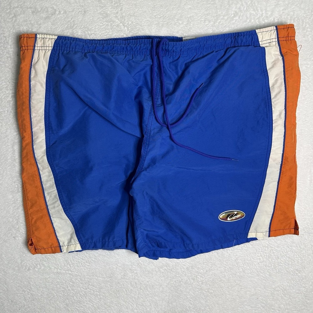 VINTAGE BIKE Athletic Shorts Mens XL Blue Orange White 90s Gym Mesh Lined Knicks